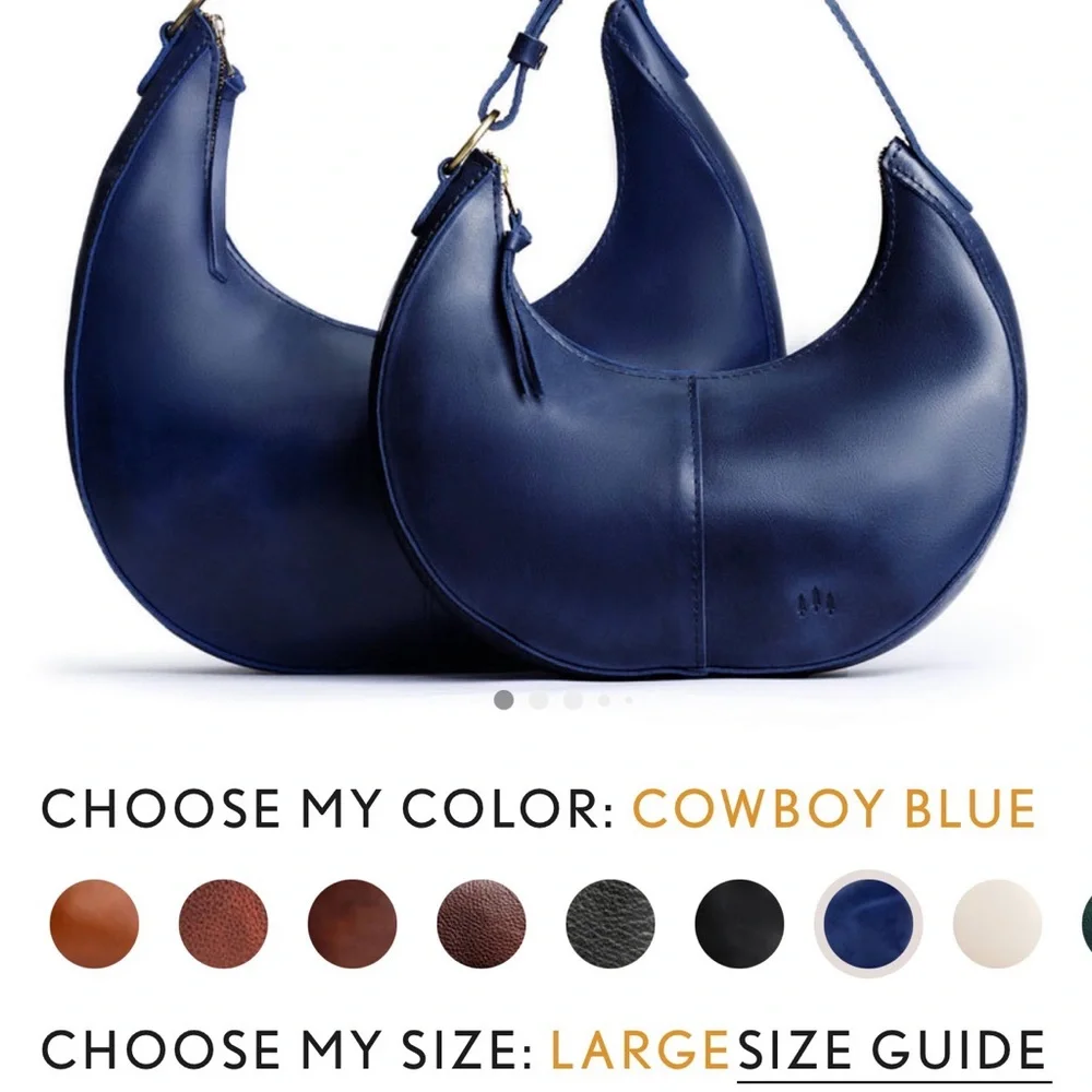Portland Leather Crescent Hobo Bag in Deep Blue